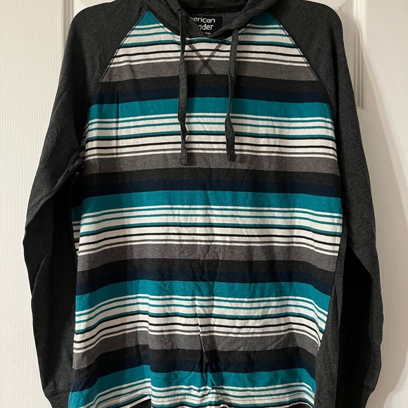 American Crusader Large Men’s Stripe Long Sleeve Hoodie Shirt, made India, - Picture 8 of 8